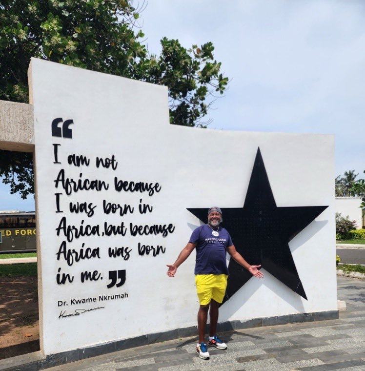 An MDV traveler visiting the Black Star monument in Accra, Ghana.