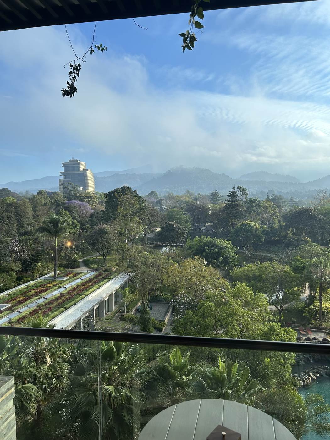 View from the Gran Meliá Arusha balcony toward Mount Meru