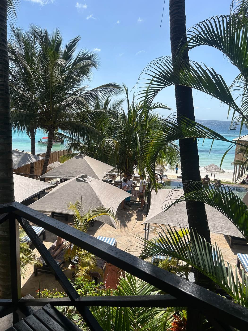 Pool and turquoise water view from The Z Hotel, Nungwi