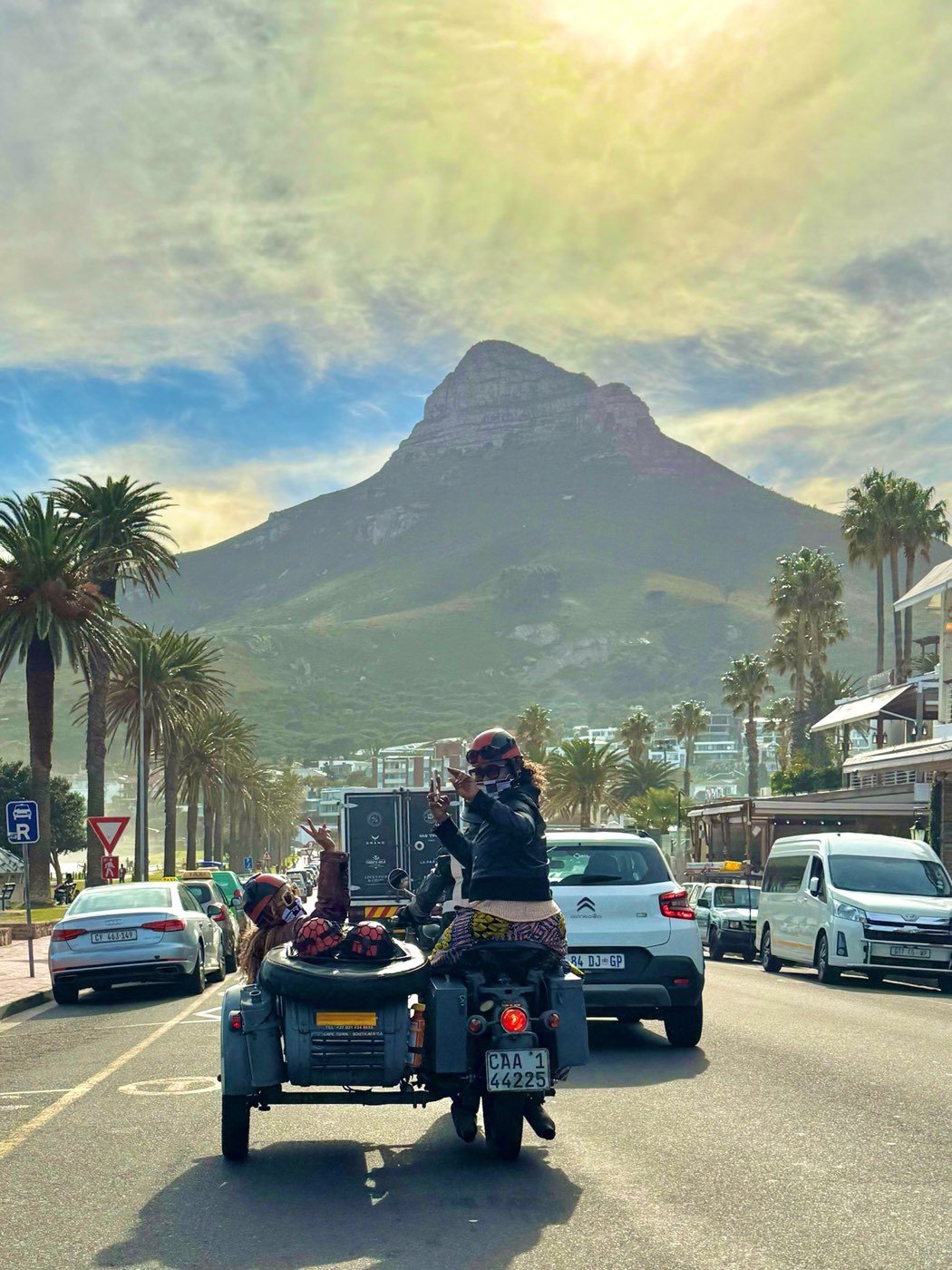 A lively Cape Town road experience with Lion's Head in view
