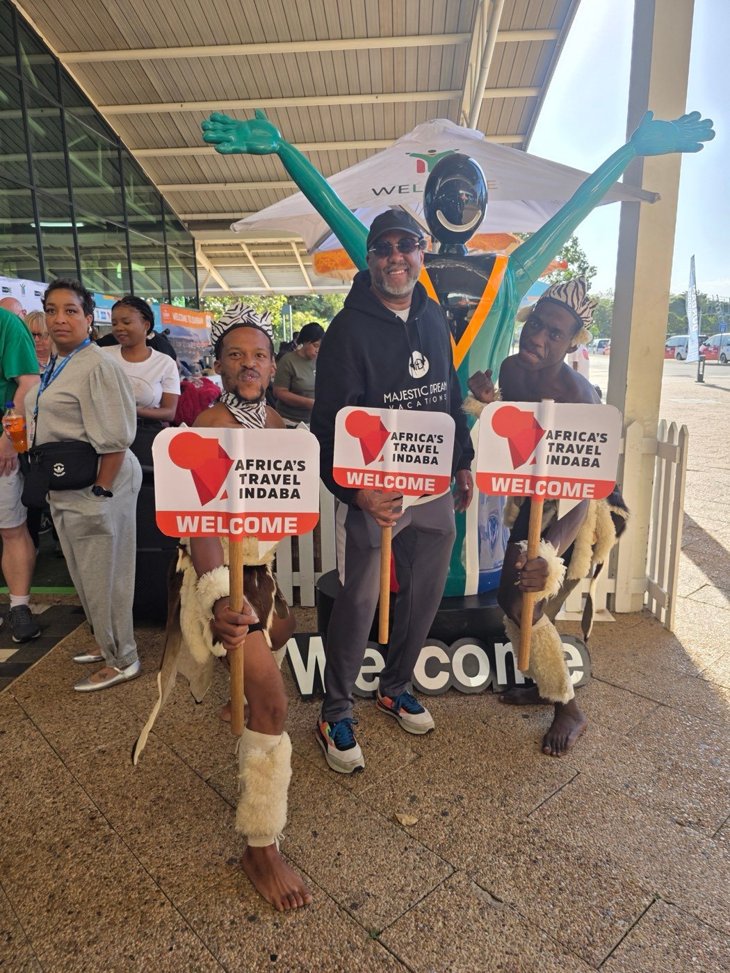 Norman at Africa's Travel Indaba with cultural performers